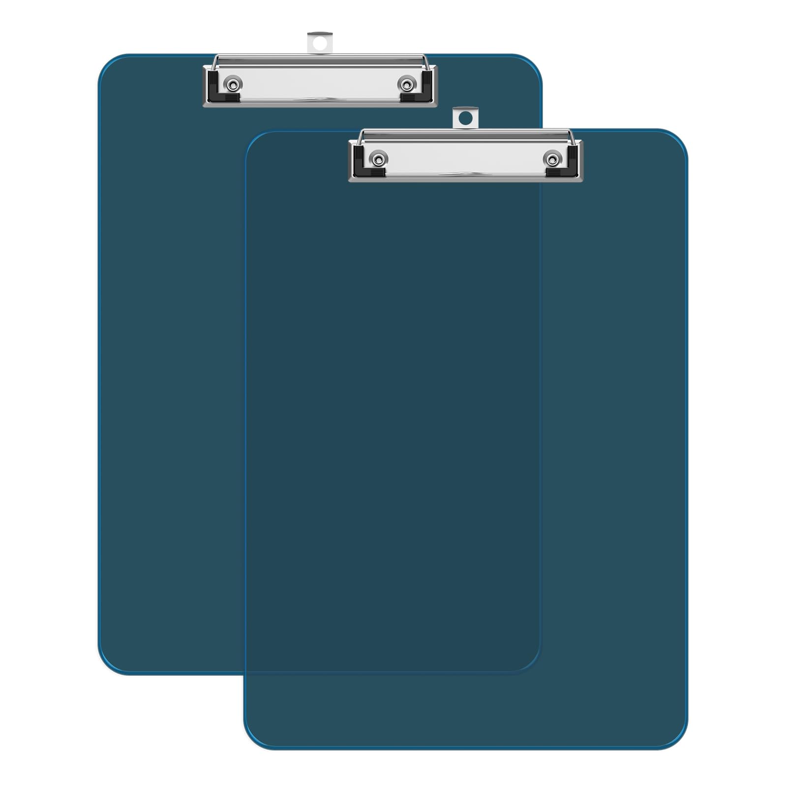 Juvealoe A4 Plastic Clipboard 2 Pack, 8.5 x 11 Teal Colored Clip Boards with Low Profile Clip, Letter Size for Classroom, Teacher, Students, School &