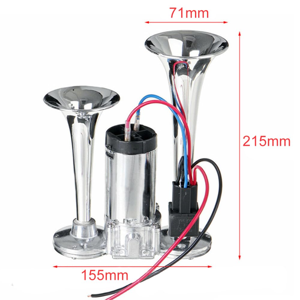 Shkalacar Tromba Camion 12V, Doppie trombe da 600 Db Kit clacson Super Rumoroso con compressore Universale per Auto, motocicli, Camion, Treni, Barche