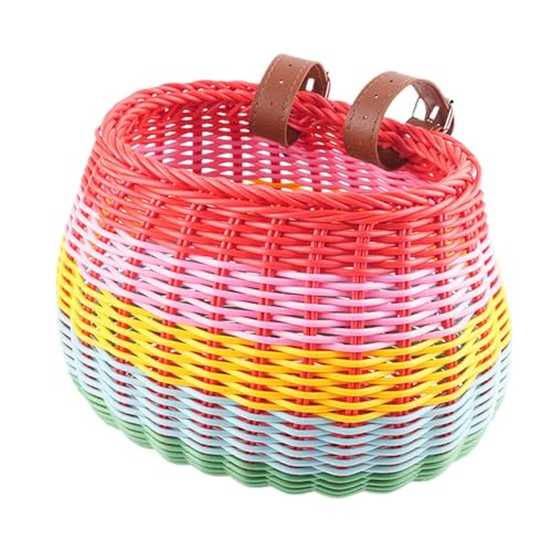 Cesta de bicicleta para niños – 20 cm manillar delantero, almacenamiento tejido para bicicleta, bolsa de equitación desmontable, resistente cesta de manillar para parque infantil, viajes, patio