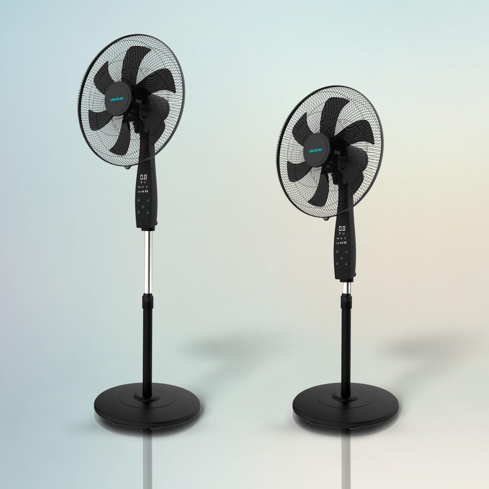 Cecotec Ventilador de Pie con Mando a Distancia y Temporizador EnergySilence 620 MaxFlow Smart. 70 W, 18 Pulgadas (45 cm), 6 Aspas, Motor Cobre, 3 Velocidades, Oscilación 75º, Pantalla LED