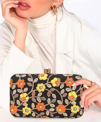Image of LONGING TO BUY Hand Crafted Designer Box Clutch - Zari Embroidery For Women