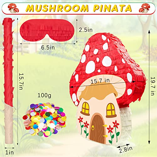 3D 15.7 Inch Pinatas For Birthday Party Colorful Pinata With Stick, Blindfold, Confetti For Kids Girls Boys Birthday Baby Shower Party Supplies (Mushroom) #TOP1