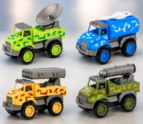 Image of Zest 4 Toyz Military Toy Car Set for Kids (Pack of 4) Army Vehicle Toys with Camouflage Design Rotating Parts Mini Push & Go Cars Toy Army Truck Toy Set for Boys Girls Birthday Gift Return Gift