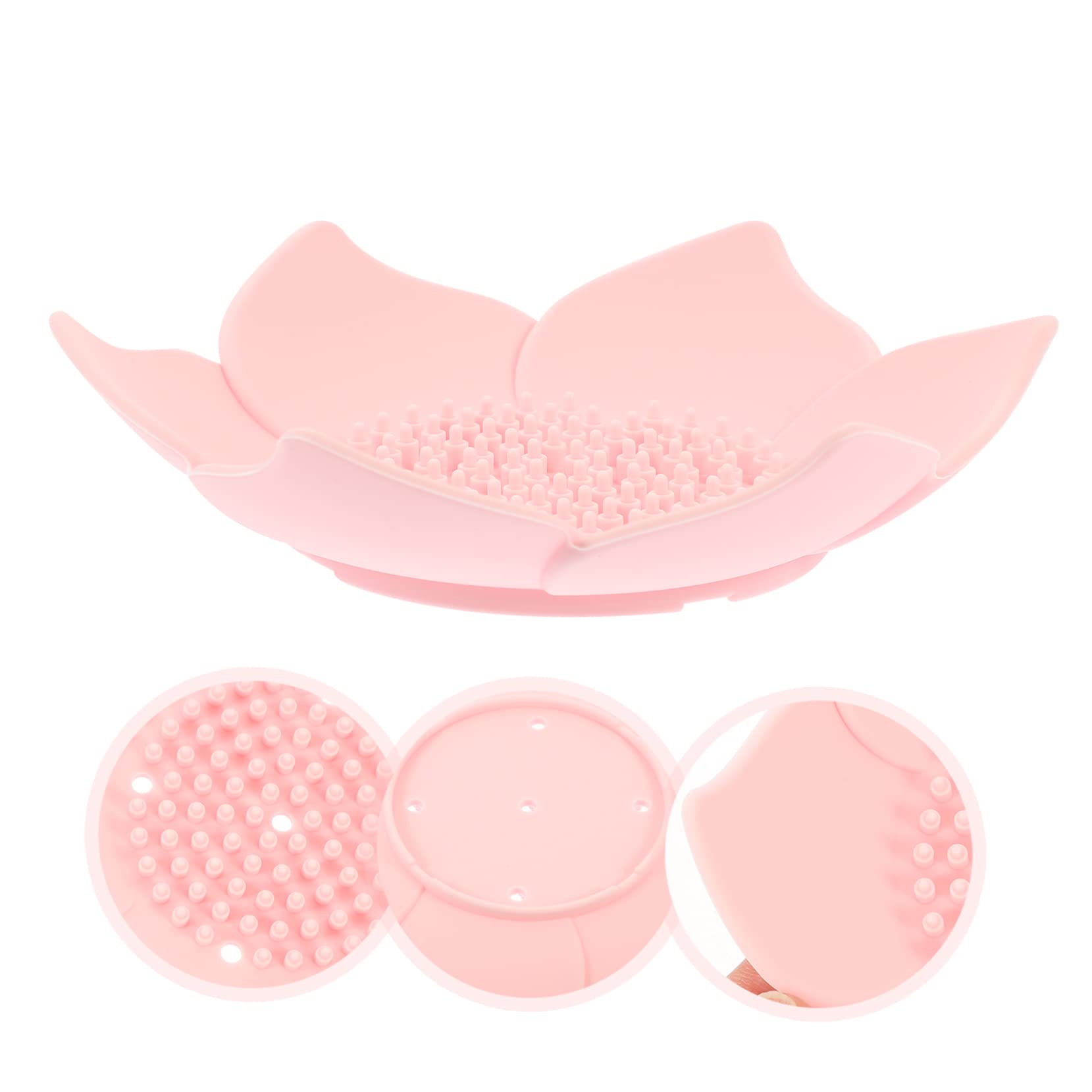 Jabonera de silicona con diseño de flores, 2 piezas, con drenaje en forma de flor para almacenamiento de baño y cocina, diseño versátil y práctico 6
