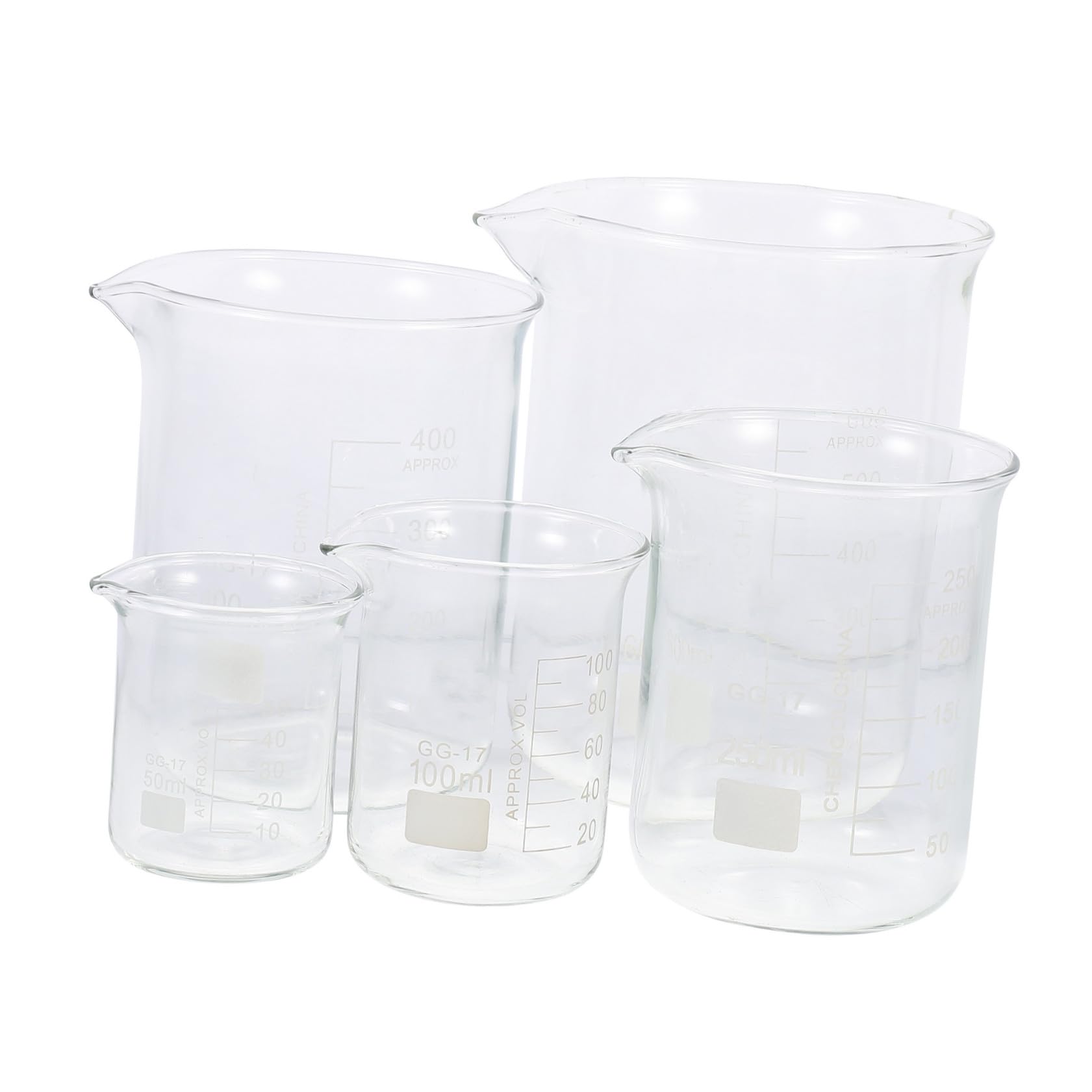 Baluue 5stücke Glas Messbecher Transparente Bechergläser Messwerkzeuge Flüssigkeitsmessbecher Für Laborexperimente