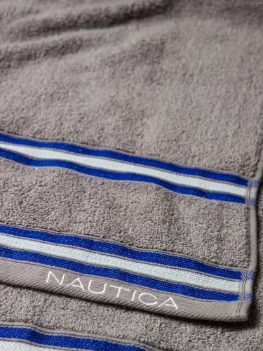 Image of NAUTICA Super Soft Zero Twist 100% Cotton Towel -4pc Face Towel (Vintage Crew Stripe) solid-grey-500 GSM
