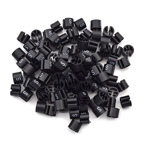 Black Garment Hanger White Print Coat Sizer PS Size Marker Letter Tags 100 Pcs