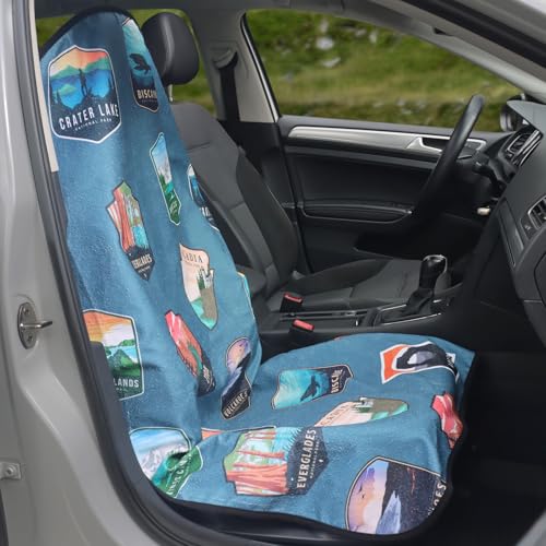 Image of Car Seat Cover Protector Front Seats,for Gym Workout,Running,Swimming,Beach and Hiking,Waterproof Sweat Towel Bucket Seat Covers for Cars SUV Trucks (National Parks, 1Pcs)