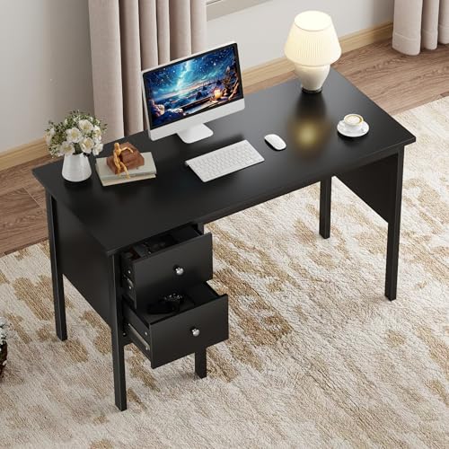 Image of BHG 43.3 inch Computer Desk with Drawers for Home Office,Black