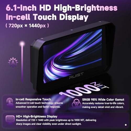 Image of 6.1 inch Wireless Motorcycle CarPlay Screen with TPMS, Model MOX61 | Wireless Apple CarPlay & Android Auto, IP67 Waterproof GPS, Dual Bluetooth, Magnetic Mount, Voice Control.