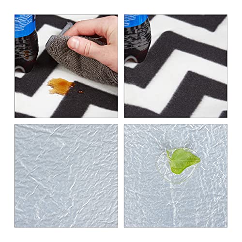 Relaxdays XXL Picknickdecke, 200x200 cm, Fleece Stranddecke, wärmeisoliert, wasserdicht, mit Tragegriff, schwarz-weiß