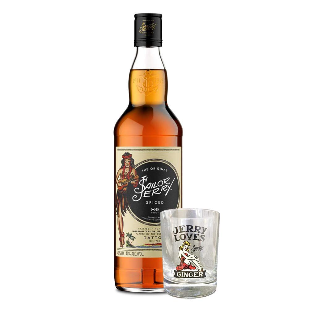 Sailor Jerry Rum 70cl And A Branded Sailor Jerry Glass