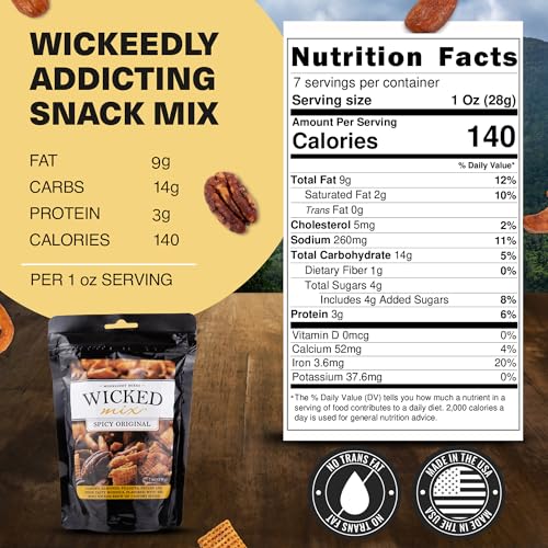 Image of Wicked Mix Snack Mix with Mixed Nuts - Sweet and Salty Snacks Trail Mix Snack Packs with Almonds, Cashews, Pretzels, Pecans - Healthy Snacks Zero Trans Fat in Resealable Bag (Original Mix, Pack of 3)