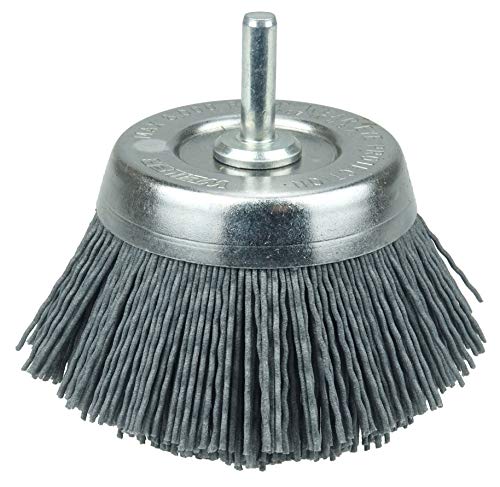 Image of Weiler 14404 2-3 /4 inch Nylox Cup Brush, 0.040 inch /120 Grit Crimped Nylon Fill, 1 /4 inch Stem, Made in the USA