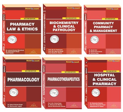 Image of D,Pharma 2nd Year in English Set Of 6 Books, Biochemistry & Clinical Path , Community Phacy & Mgnt , Hospital And Clinic , Pharmacology , Pharmacotherapeutics , Pharmacy Law (WITH NEW SYLLABUS 2023)