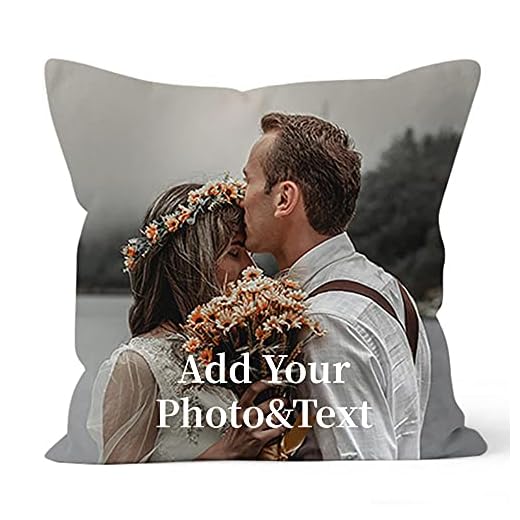 MLMYH Almohada Personalizada con Foto, Personalizado Cojín con tu Foto/Texto, para Amiga Mama Novios Aniversario Regalo, Solo Funda de Almohada, 50x50cm