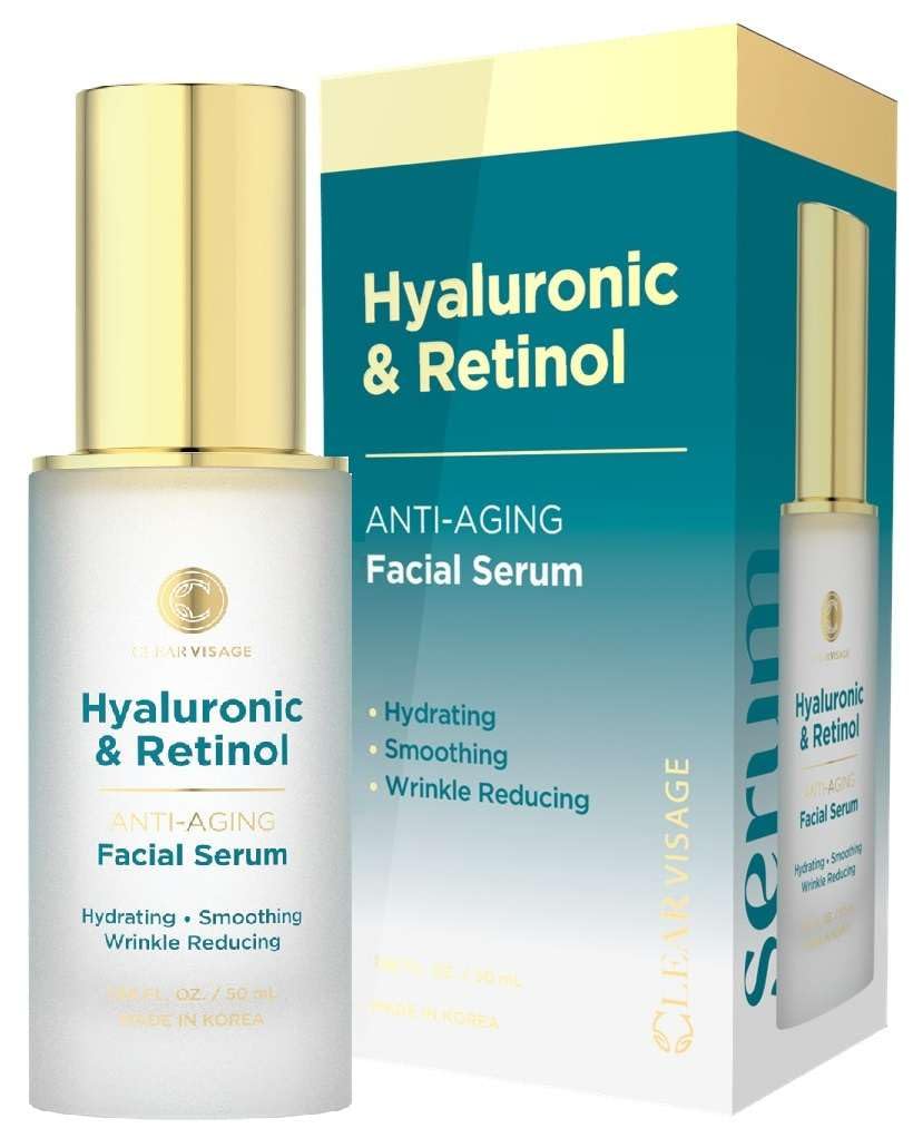 Hyaluronic Acid Serum For Face - Dermatologist Tested Hya & Retinol Ultra Hydrating Serum - Anti-Aging, Radiant Glowing Complexion, Wrinkle Reduction - Clean Beauty Korean Skin Care