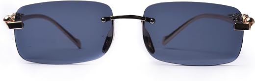 ASD ENTERPRISES Retro Rimless Rectangle Sunglasses for Men Women Trendy Frameless Tinted Lens Eyewear