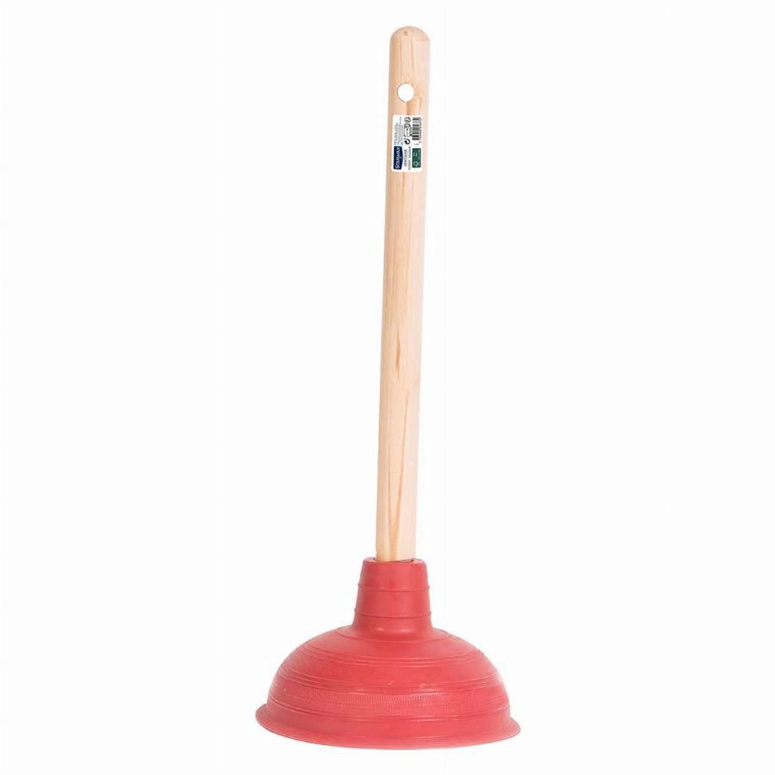 STARWAX Ventouse Caoutchouc naturel rouge avec manche en bois FSC pour WC
