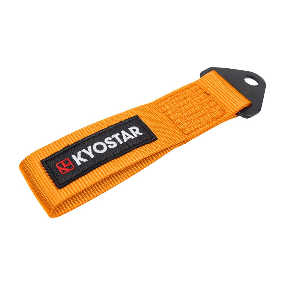 Kyostar Uniwersalny pas holowniczy do haków holowniczych przedniego lub tylnego zderzaka, paski holownicze o wysokiej wytrzymałości, wersja ulepszona (pomarańczowy)