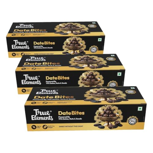 Image of True Elements Date Bites 150g (15g X 30 Packs) - Goodness of Nuts & Seeds | Sweetness of Jaggery Powder | Healthy Snacking | Energy Laddoo
