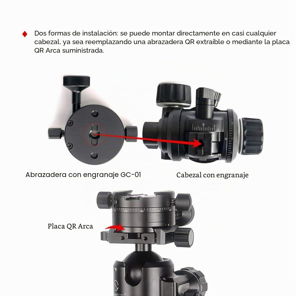 SUNWAYFOTO GC-01 - Cabezal de trípode panorámico profesional, accesorio para cámara DSLR