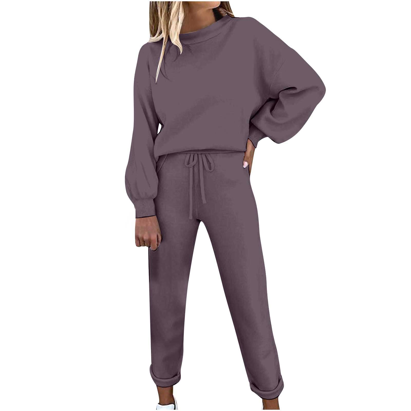 TIMIFIS Womens Sets 2 Piece Outfits Comfy Travel Lounge Set Long Sleeve Crewneck Sweatsuits Casual Drawstring Sweatpants