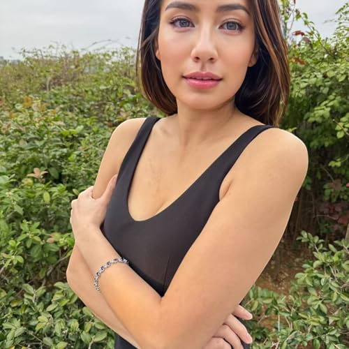 RIZILIA BLOSSOM Tennis Bracelet & Round Cut CZ [6 Colors available] in White Gold Plated, 7"4