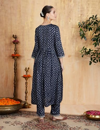 Image of Amazon Brand - Myx Women's Embroidered Kurta and Pant Set in Rayon (Available in Plus Sizes)