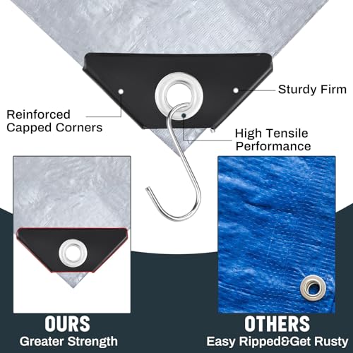 Image of 4 Pack Silver Tarps 8 x 10 ft, 5.5 Mil Waterproof Reflective Tarp, UV Resistant Sun Shade Tarps, Heavy Duty Roof Tarp for Roof Protection, Boat Cover, RV Cover, Cars, Patio Furniture, Camping