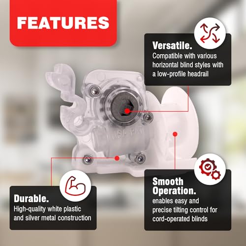 Amazing Drapery Hardware Clear Low Profile Cord Tilt Control - 2ct, Hex Rod Compatible