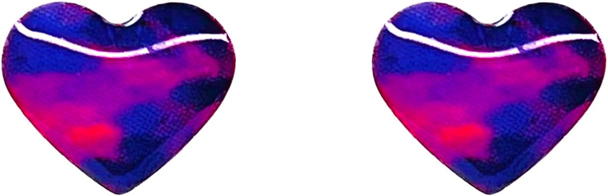 Heart Stud Earrings for Cancer Awareness Small Sterling Silver Multicolor Handmade