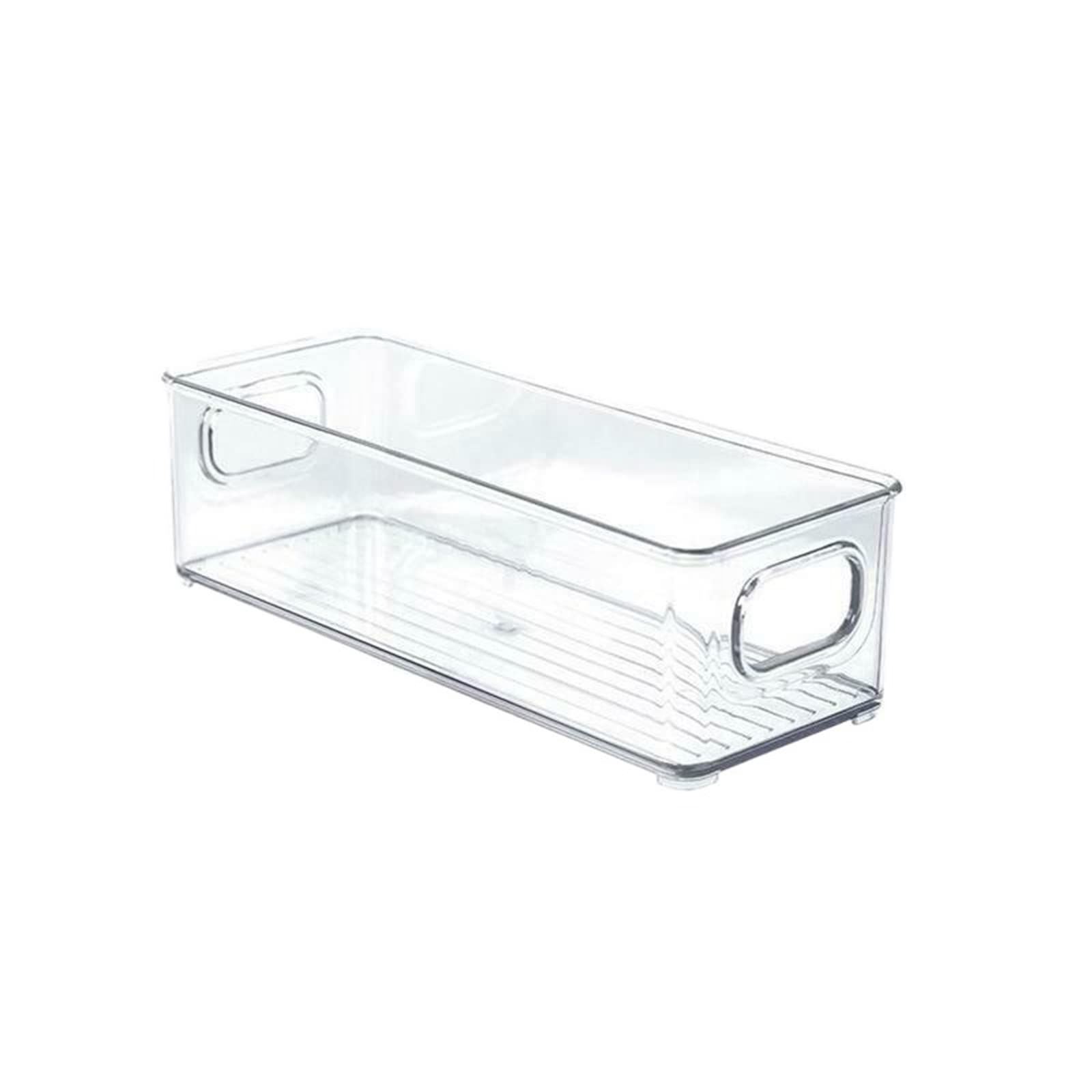 JINGYAN Storage Boxes 1pc Fridge Organizer Stackable Bins Food Storage Box With Clear Plastic Handle Pantry Freezer Tool(Transparent S)