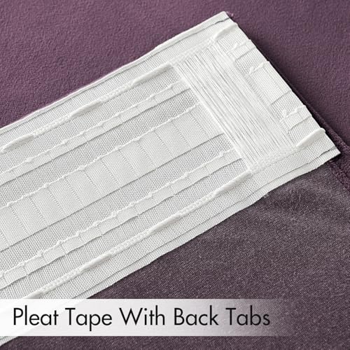 Image of MIULEE Lavender Velvet Pinch Pleat Blackout Curtains W52 X L96 Inches | 2 Panels,Luxury,Thermal Insulated,Super Soft,Purple Tone,Back Tab & Rod Pocket,for Bedroom Living Room