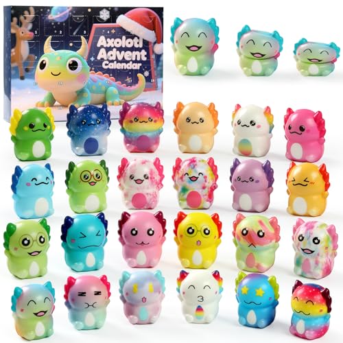 Christmas Advent Calendar 2025, Slow Rising Squishy Axolotl Toys Vacation