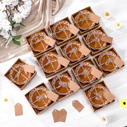 SiliFine 12 Pcs Cielito Lindo Party Favor Small Ceramic Bowl,Floar,Brown