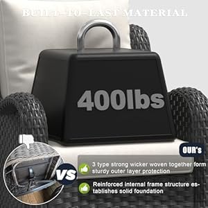 LayinSun 5 Pieces Outdoor Patio Furniture Set, Rattan Wicker Swivel Rocker Chairs Sets with Ottomans, Swivel Glider Chairs, and Coffee Table LayinSun 5 Pieces Outdoor Patio Furniture Set Rattan Wicker Swivel Rocker Chairs Sets with Ottomans Swivel Glider Chairs and Coffee Table