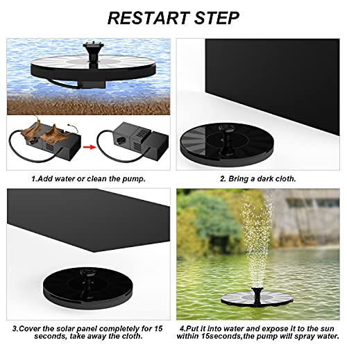 Solar Fountain Pump, 1.4W Circle Garden Solar Powered Water Pump Solar Panel Kit Water Pump for Pond, Fountain, BirdBath, Garden Decoration, Water Cycling, No Electricity Required - Image 6