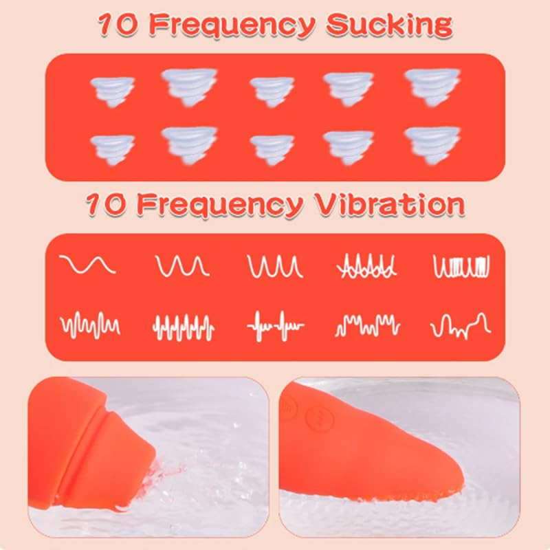 Carrot Vibrator for Women – 2-in-1 Clitoral Stimulator & G Spot Suction Vibrator, YUKAIONE Waterproof Rechargeable Quiet Sex Toy for Women & Couples, Cute Bunny Design (): Orange1