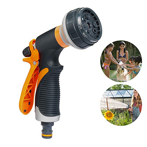 Preisvergleich Produktbild VEGKEY Gartenbrause, Garten Handbrause 8-Funktionen Einstellbare Bewässerung Gartenbrause Düse Handbrause Hochdruck Gartenbrause Verstellbarer Handsprüher für Garten Bewässerung, Autowäsche