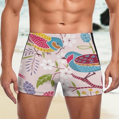 Short de bain homme oiseaux colorés la solution contre les irritations avec doublure douce