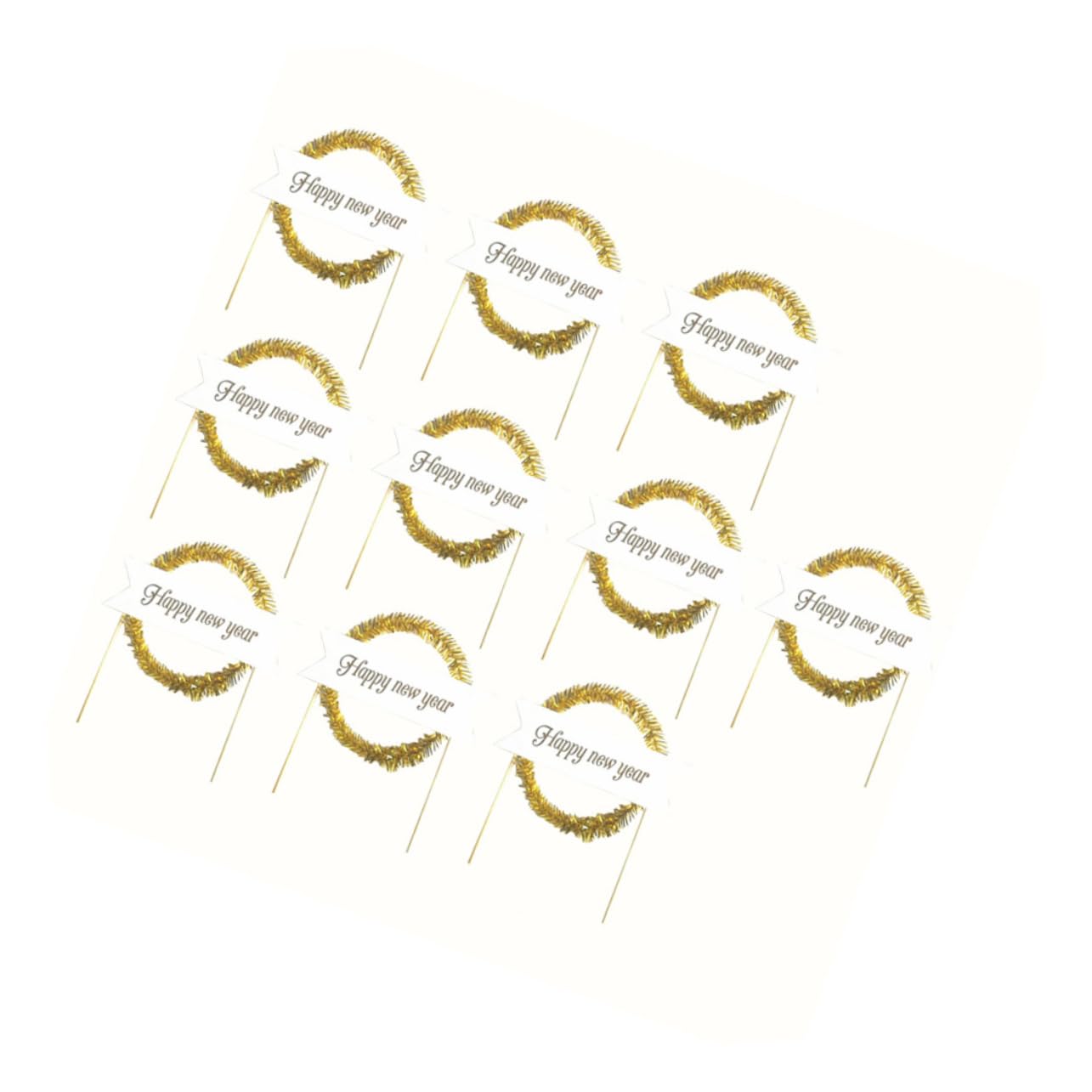 ULDIGI 10 Pcs New Year Party Cake Picks Gold Decor Flower Garland Christmas Garland Golden Garland Dessert Toppers Anniversary Cake Decorations Cake Decorating Supplies Plug-in