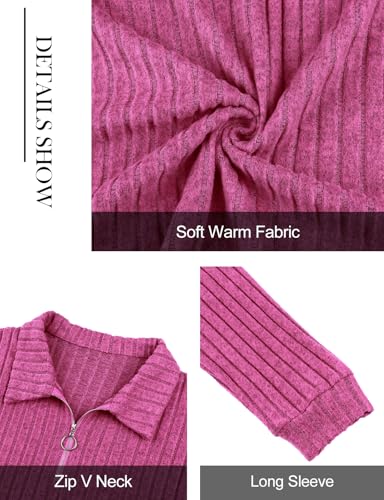 Image of Tanst Sky Womens Plus Size Knit Sweater Long Sleeve Lapel Zip V Neck Tops Lightweight Solid Color Blouses XL-5XL
