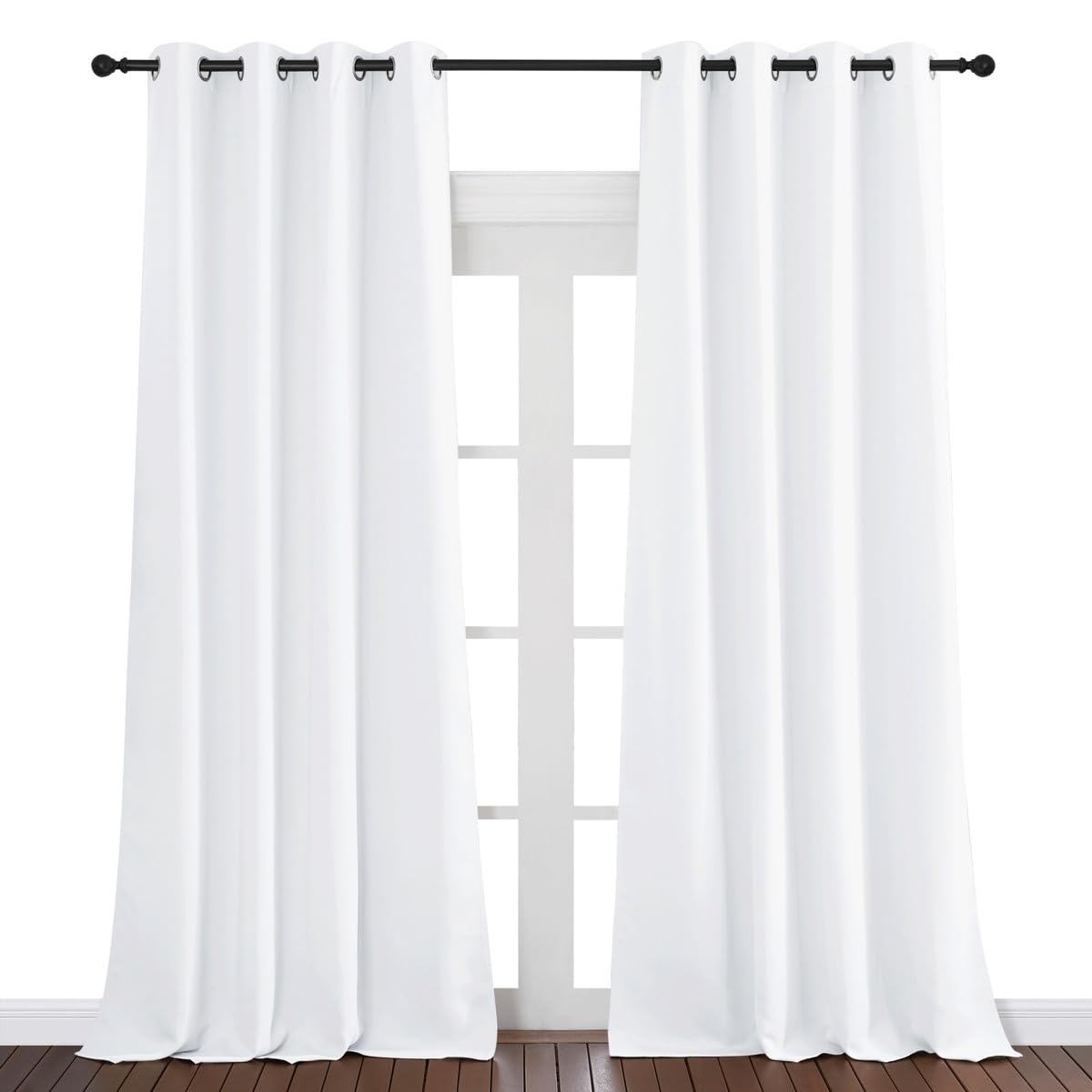 NICETOWN White Room Darkening Curtain 95 inches Long for Living Room - (50% Blackout) Grommet Top Thermal Insulated Window Treatment Sound Reducing