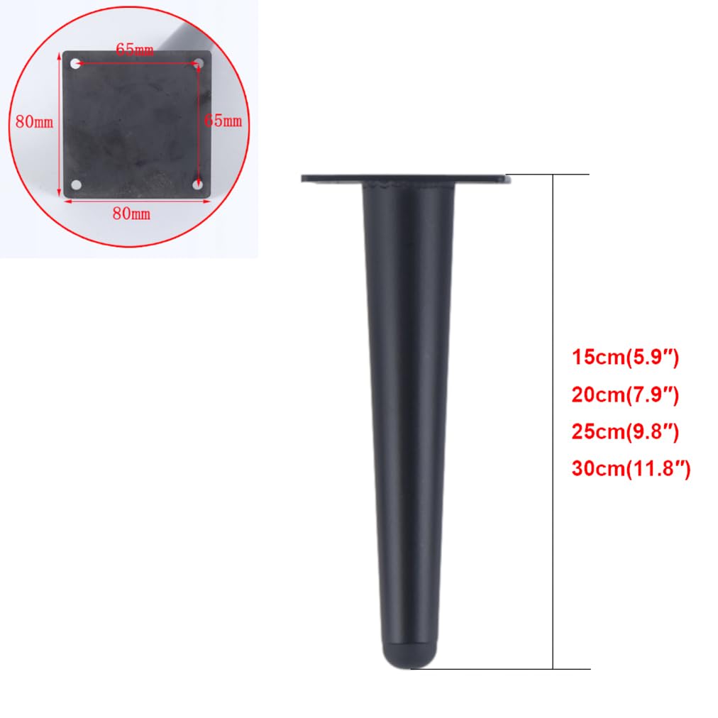 4 gambe regolabili per mobili in ghisa, resistenti, diametro di 22 mm, piedini rotondi per divani e armadi, tappetino antiscivolo in gomma, 25 cm, con viti per progetti fai da te