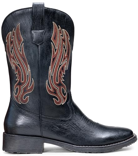 Image of Jousen Cowboy Boots for Men Embroidery Men's Western Boots Retro Square Toe Mens Boot Botas Vaqueras Para Hombre