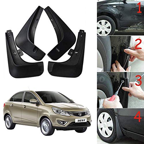 Oshotto (O.E.M Fitting Cup Type) Mud Flap/Splash Guard Compatible with Tata Zest (Set of 4)