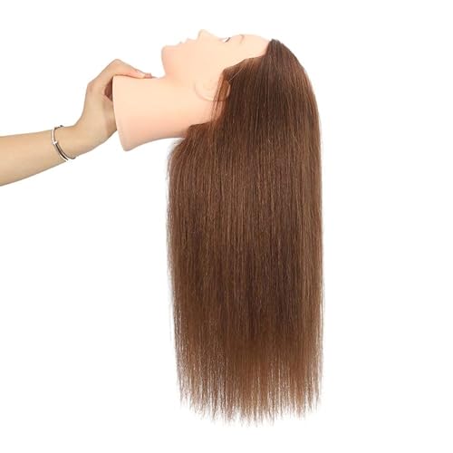 Miniatura 7 de Cabeza de maniquí con cabello humano 100% real, cabeza de maniquí de cosmetología para practicar peinados, cabeza de muñeca para entrenamiento de