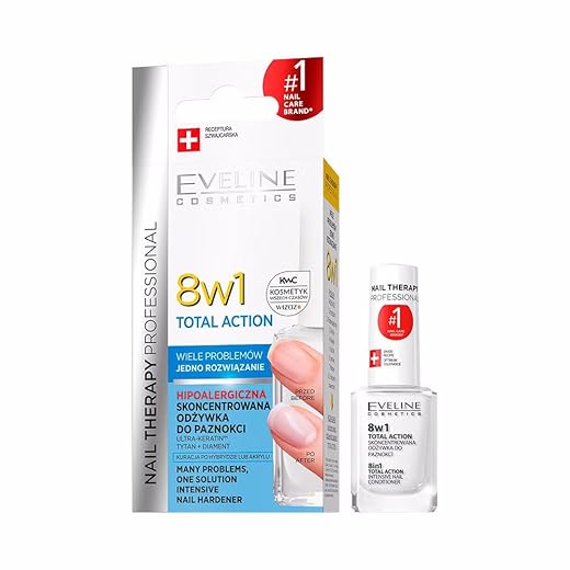 Eveline Cosmetics 8in1 Total Action Professionelle Nagel Aufbau Serum |12 ML | Konzentrierter Nägel-Conditioner | Nagelwachstum Beschleuniger | Stärkere Nägel | Einfache Anwendung