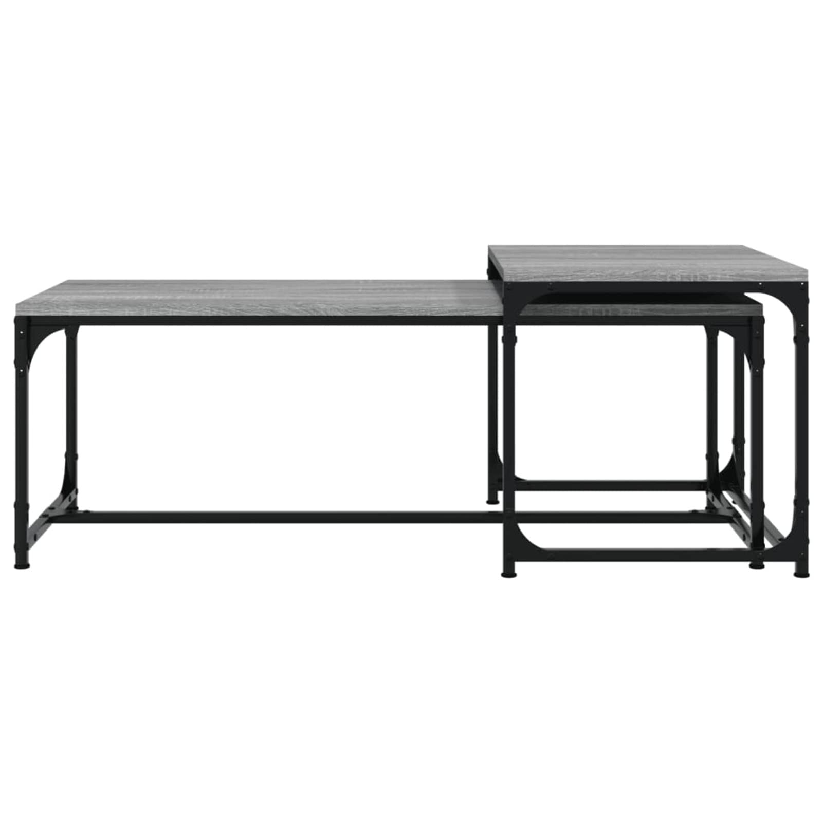 2 szt. Szary wielowarstwowy drewniany sonoma, stolik do salonu, z półkami, niski, prostokątny, nowoczesny design, stolik kawowy, herbata, salon, wystrój domu